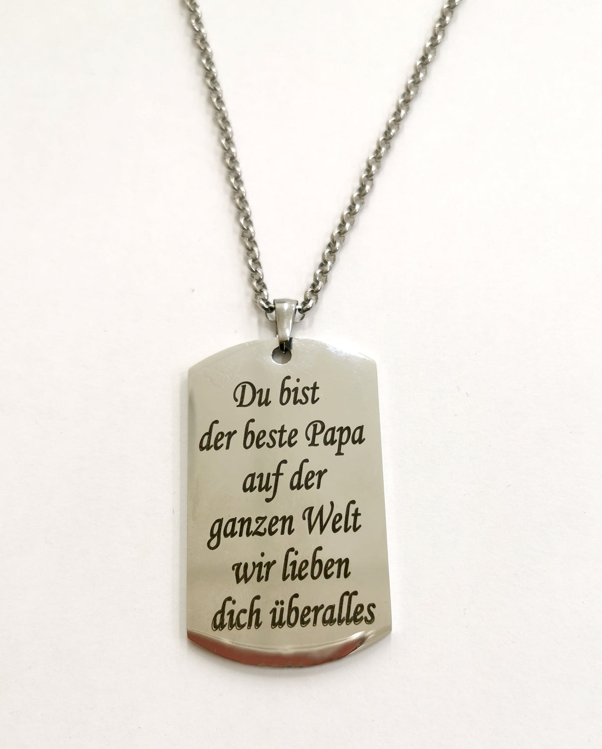 Edelstahl Halskette Rechteck + Gravur