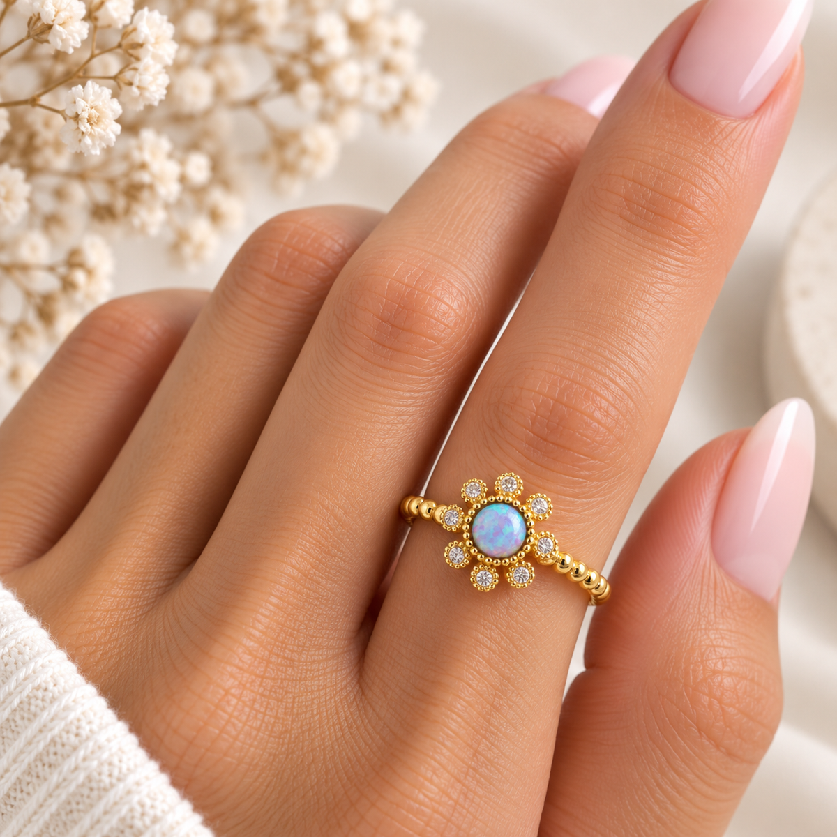 Opal Blossom Ring