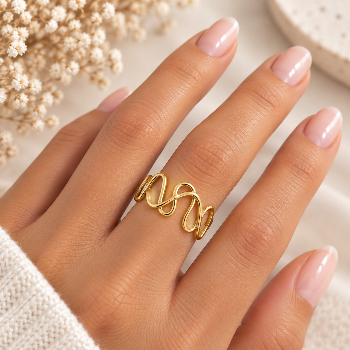 Golden Wave Ring