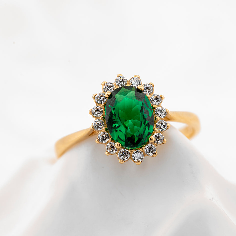 Emerald Halo Ring