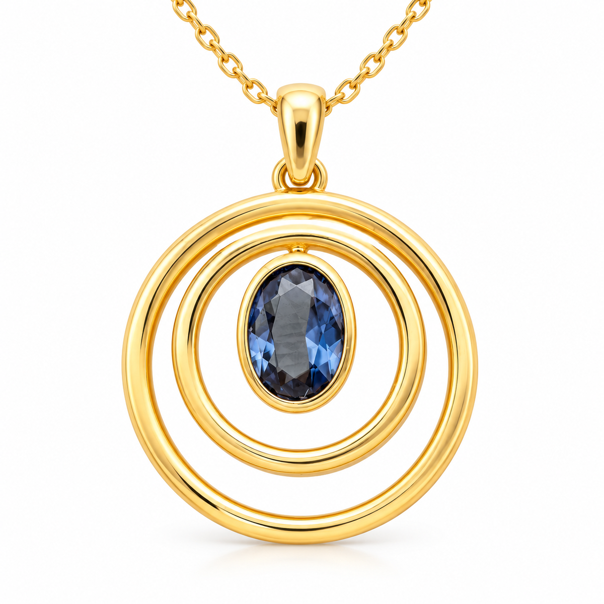 Goldene Galaxie mit Blauem (Zirkonia) Stein