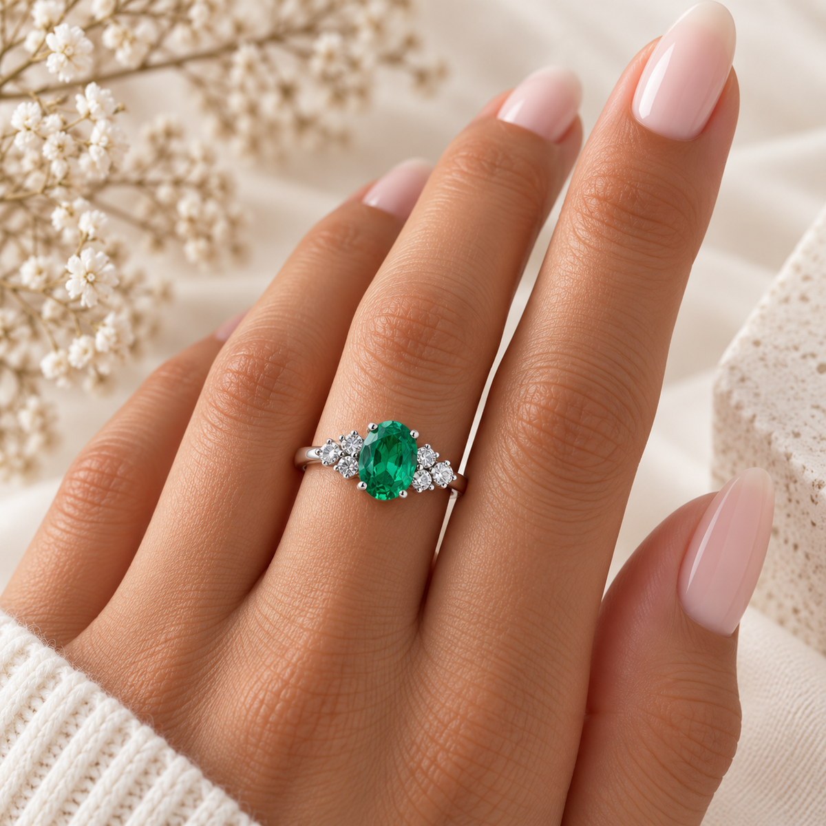 Emerald Blossom Ring