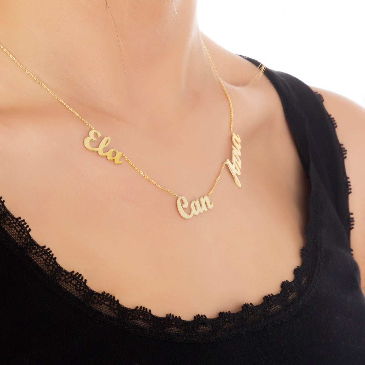 Namenskette  Gelbgold 3 Namen