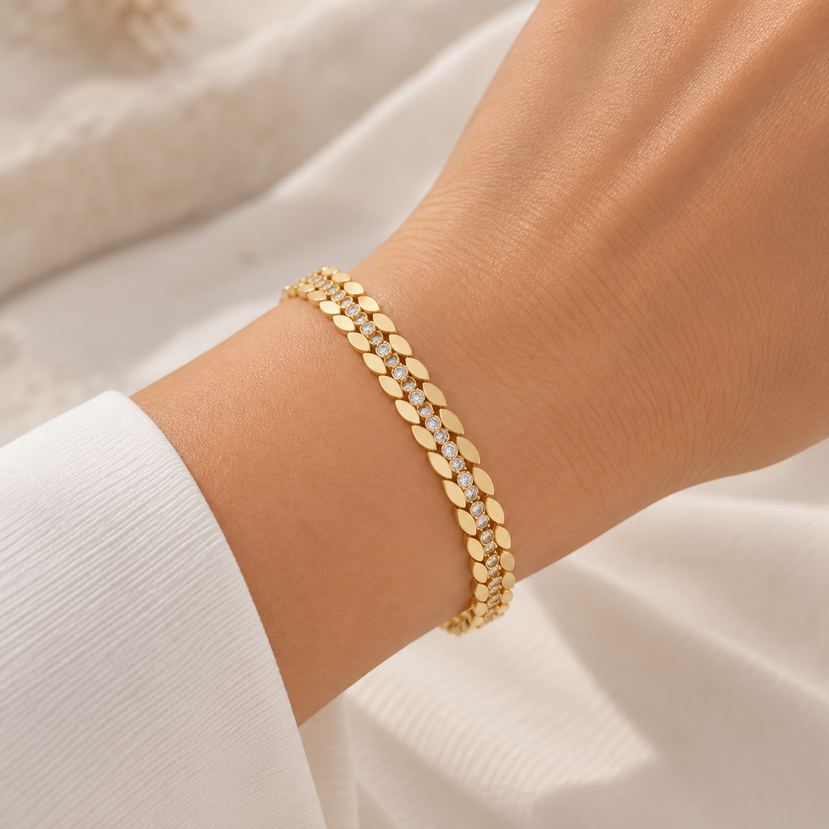 Golden Leaf Tennis Armband